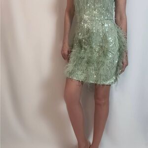 Elegant Green Sequin Dress